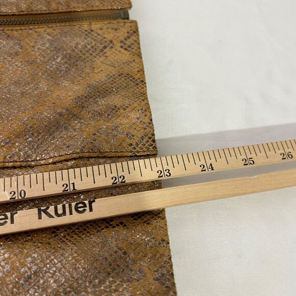 VS Vakko Gold Metallic Leather Jacket Women's Size 12 Shimmer Moto Style Snake - Picture 8 of 8